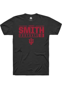 Jaquez Smith Black Indiana Hoosiers NIL Stacked Box Short Sleeve T Shirt