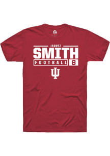 Jaquez Smith Red Indiana Hoosiers NIL Stacked Box Short Sleeve T Shirt