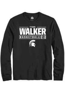 Tyson Walker  Michigan State Spartans Black Rally NIL Stacked Box Long Sleeve T Shirt