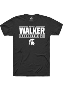 Tyson Walker  Michigan State Spartans Black Rally NIL Stacked Box Short Sleeve T Shirt