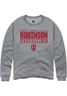 Kurtis Robinson Rally Mens Graphite Indiana Hoosiers NIL Stacked Box Crew Sweatshirt