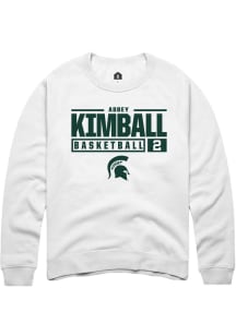 Abbey Kimball  Rally Michigan State Spartans Mens White NIL Stacked Box Long Sleeve Crew Sweatsh..