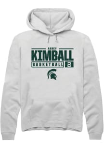 Abbey Kimball  Rally Michigan State Spartans Mens White NIL Stacked Box Long Sleeve Hoodie