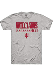 Max Williams Ash Indiana Hoosiers NIL Stacked Box Short Sleeve T Shirt