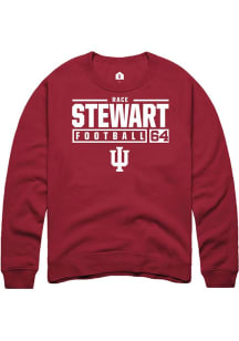 Race Stewart  Rally Indiana Hoosiers Mens Red NIL Stacked Box Long Sleeve Crew Sweatshirt