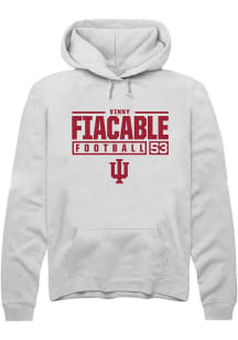 Vincent Fiacable Rally Mens White Indiana Hoosiers NIL Stacked Box Hooded Sweatshirt