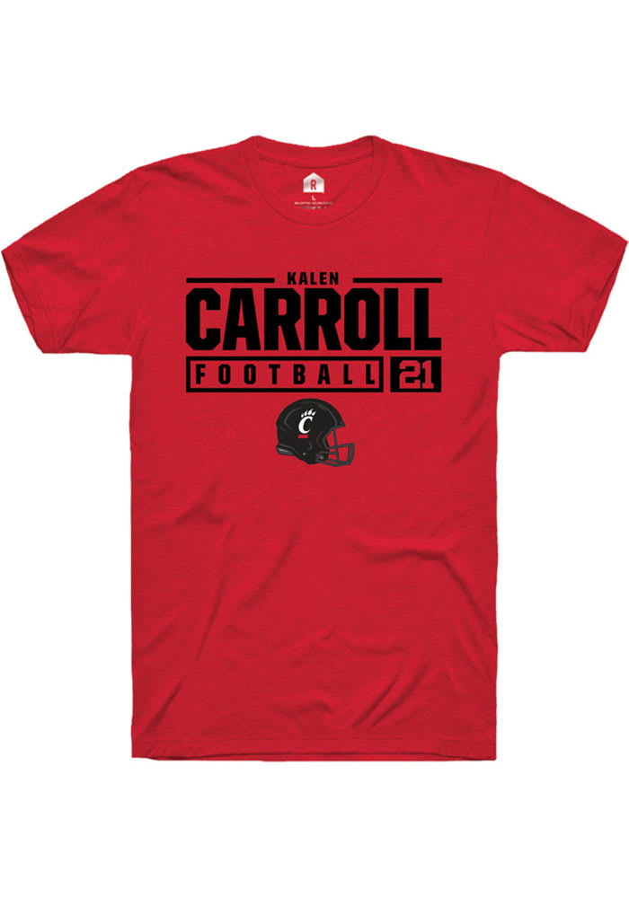 Kalen Carroll Cincinnati Bearcats Red Rally NIL Stacked Box Short Sleeve T Shirt