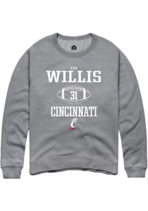 Ken Willis  Rally Cincinnati Bearcats Mens Graphite NIL Sport Icon Long Sleeve Crew Sweatshirt