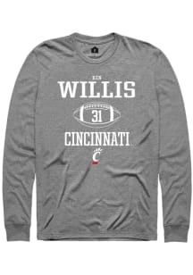 Ken Willis  Cincinnati Bearcats Graphite Rally NIL Sport Icon Long Sleeve T Shirt