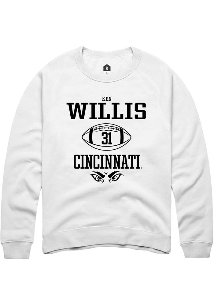 Ken Willis Rally Cincinnati Bearcats Mens White NIL Sport Icon Long Sleeve Crew Sweatshirt