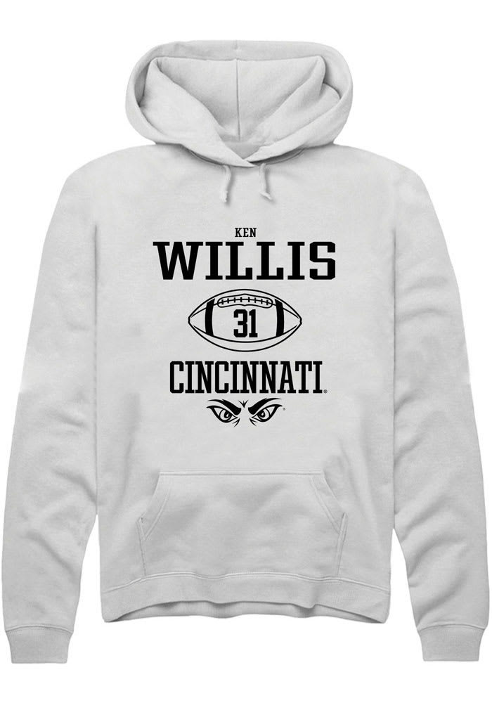 Ken Willis Rally Cincinnati Bearcats Mens White NIL Sport Icon Long Sleeve Hoodie