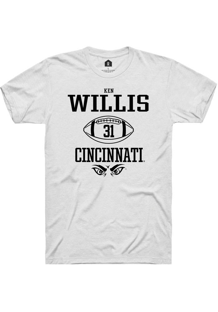 Ken Willis Cincinnati Bearcats White Rally NIL Sport Icon Short Sleeve T Shirt
