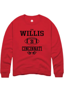 Ken Willis  Rally Cincinnati Bearcats Mens Red NIL Sport Icon Long Sleeve Crew Sweatshirt