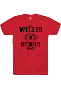 Ken Willis  Cincinnati Bearcats Red Rally NIL Sport Icon Short Sleeve T Shirt