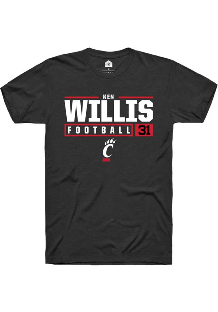 Ken Willis Cincinnati Bearcats Rally NIL Stacked Box Short Sleeve T Shirt