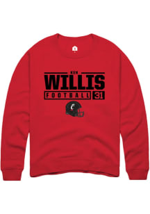 Ken Willis  Rally Cincinnati Bearcats Mens Red NIL Stacked Box Long Sleeve Crew Sweatshirt