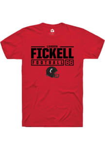 Landon Fickell  Cincinnati Bearcats Red Rally NIL Stacked Box Short Sleeve T Shirt