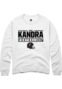 Luke Kandra  Rally Cincinnati Bearcats Mens White NIL Stacked Box Long Sleeve Crew Sweatshirt