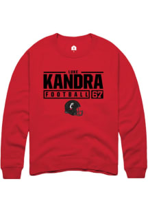 Luke Kandra  Rally Cincinnati Bearcats Mens Red NIL Stacked Box Long Sleeve Crew Sweatshirt