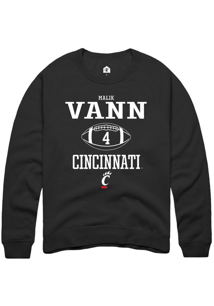 Malik Vann Rally Cincinnati Bearcats Mens Black NIL Sport Icon Long Sleeve Crew Sweatshirt