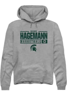 DeeDee Hagemann  Rally Michigan State Spartans Mens Grey NIL Stacked Box Long Sleeve Hoodie