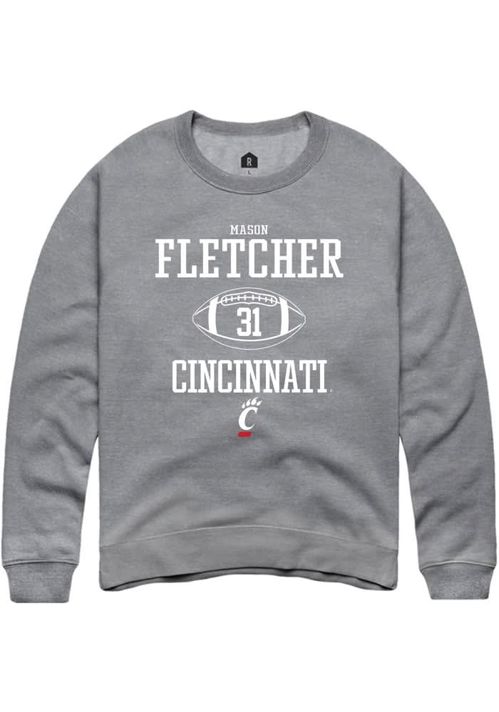 Mason Fletcher Rally Cincinnati Bearcats Mens Graphite NIL Sport Icon Long Sleeve Crew Sweatshirt