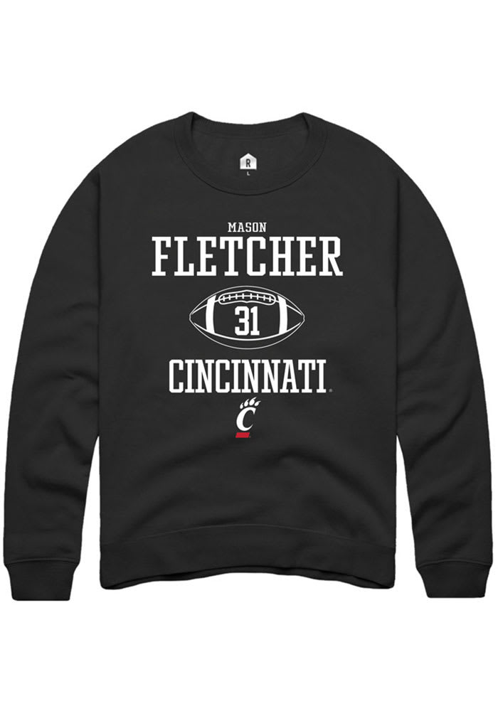 Mason Fletcher Rally Cincinnati Bearcats Mens Black NIL Sport Icon Long Sleeve Crew Sweatshirt