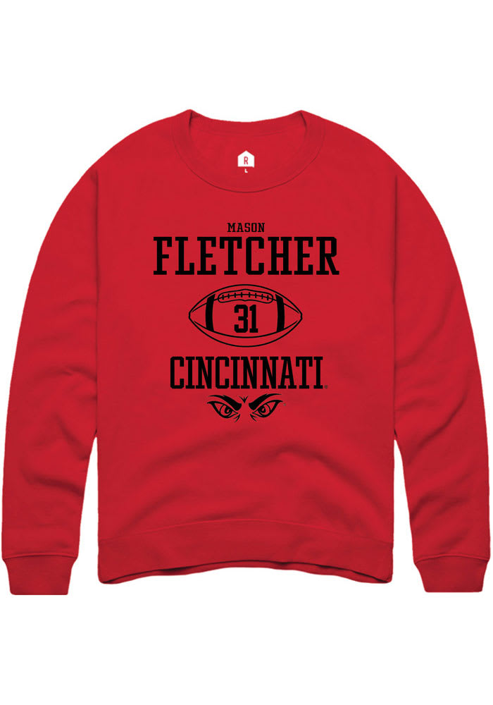 Mason Fletcher Rally Cincinnati Bearcats Mens Red NIL Sport Icon Long Sleeve Crew Sweatshirt
