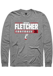 Mason Fletcher  Cincinnati Bearcats Graphite Rally NIL Stacked Box Long Sleeve T Shirt