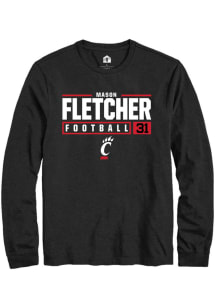 Mason Fletcher  Cincinnati Bearcats Black Rally NIL Stacked Box Long Sleeve T Shirt