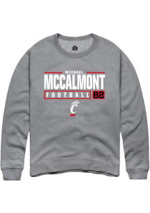 Michael McCalmont Rally Mens Graphite Cincinnati Bearcats NIL Stacked Box Crew Sweatshirt