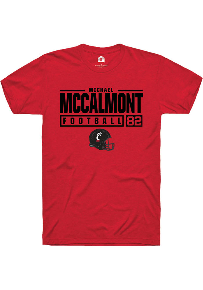 Michael McCalmont Cincinnati Bearcats Red Rally NIL Stacked Box Short Sleeve T Shirt
