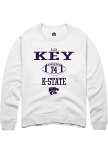 Alex Key Rally Mens White K-State Wildcats NIL Sport Icon Crew Sweatshirt