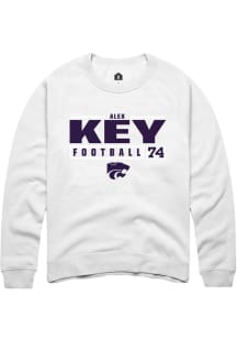 Alex Key Rally Mens White K-State Wildcats NIL Stacked Box Crew Sweatshirt