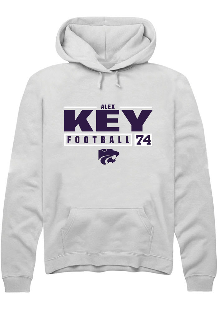 Alex Key Rally K-State Wildcats Mens White NIL Stacked Box Long Sleeve Hoodie