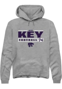 Alex Key Rally Mens Graphite K-State Wildcats NIL Stacked Box Hooded Sweatshirt