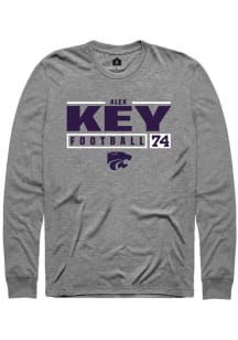 Alex Key Rally Mens Graphite K-State Wildcats NIL Stacked Box Tee