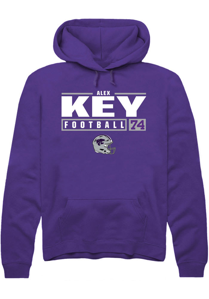 Alex Key Rally K-State Wildcats Mens Purple NIL Stacked Box Long Sleeve Hoodie