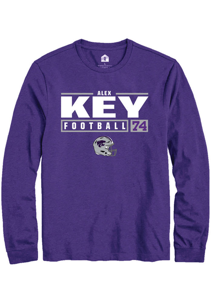 Alex Key K-State Wildcats Purple Rally NIL Stacked Box Long Sleeve T Shirt