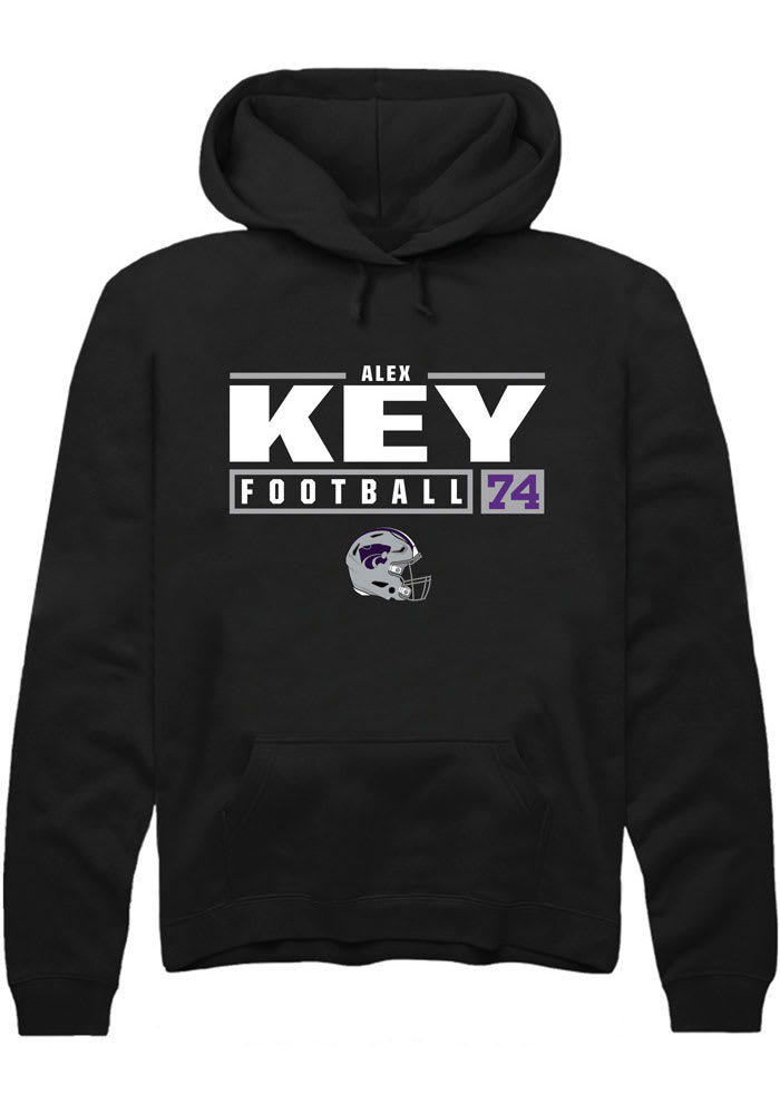 Alex Key Rally K-State Wildcats Mens Black NIL Stacked Box Long Sleeve Hoodie