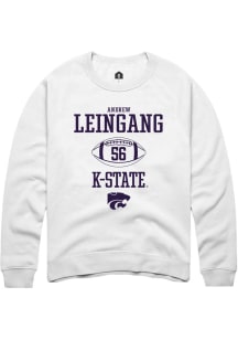 Andrew Leingang Rally Mens White K-State Wildcats NIL Sport Icon Crew Sweatshirt