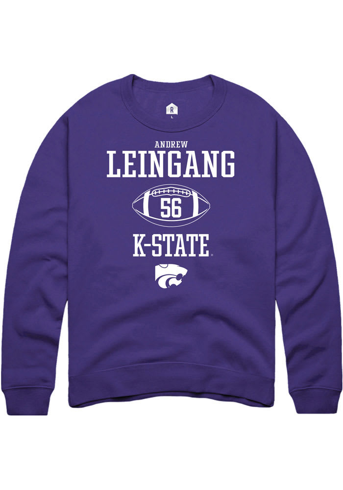 Andrew Leingang Rally K-State Wildcats Mens Purple NIL Sport Icon Long Sleeve Crew Sweatshirt