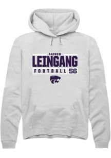 Andrew Leingang Rally Mens White K-State Wildcats NIL Stacked Box Hooded Sweatshirt