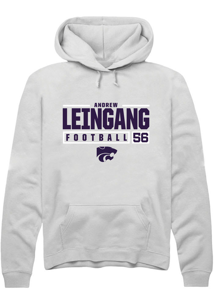 Andrew Leingang Rally K-State Wildcats Mens White NIL Stacked Box Long Sleeve Hoodie