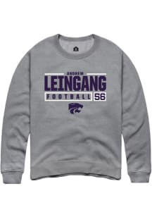 Andrew Leingang Rally Mens Graphite K-State Wildcats NIL Stacked Box Crew Sweatshirt