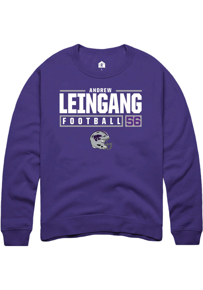 Andrew Leingang Rally K-State Wildcats Mens Purple NIL Stacked Box Long Sleeve Crew Sweatshirt