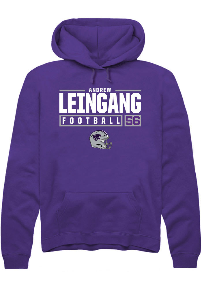 Andrew Leingang Rally K-State Wildcats Mens Purple NIL Stacked Box Long Sleeve Hoodie
