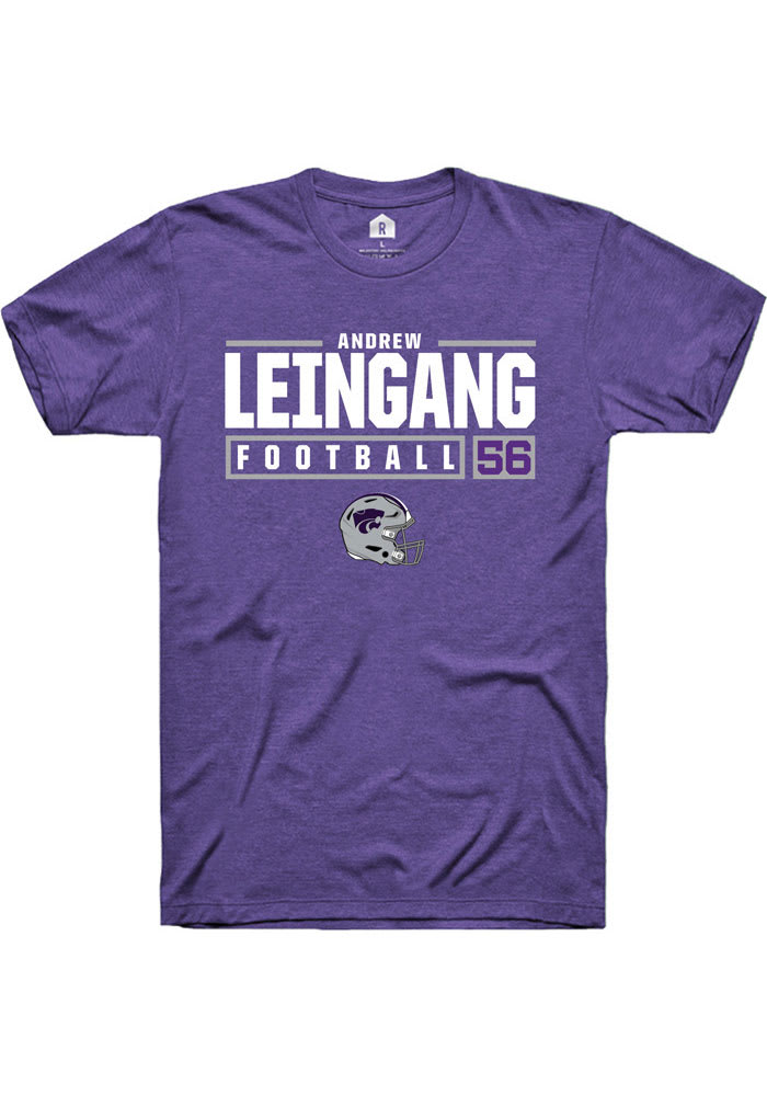 Andrew Leingang K-State Wildcats Purple Rally NIL Stacked Box Short Sleeve T Shirt
