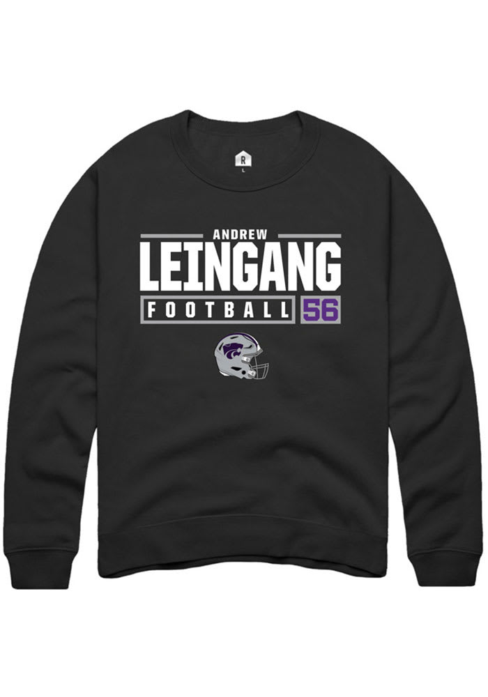 Andrew Leingang Rally K-State Wildcats Mens Black NIL Stacked Box Long Sleeve Crew Sweatshirt