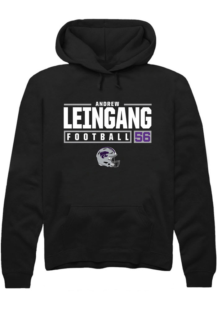 Andrew Leingang Rally K-State Wildcats Mens Black NIL Stacked Box Long Sleeve Hoodie